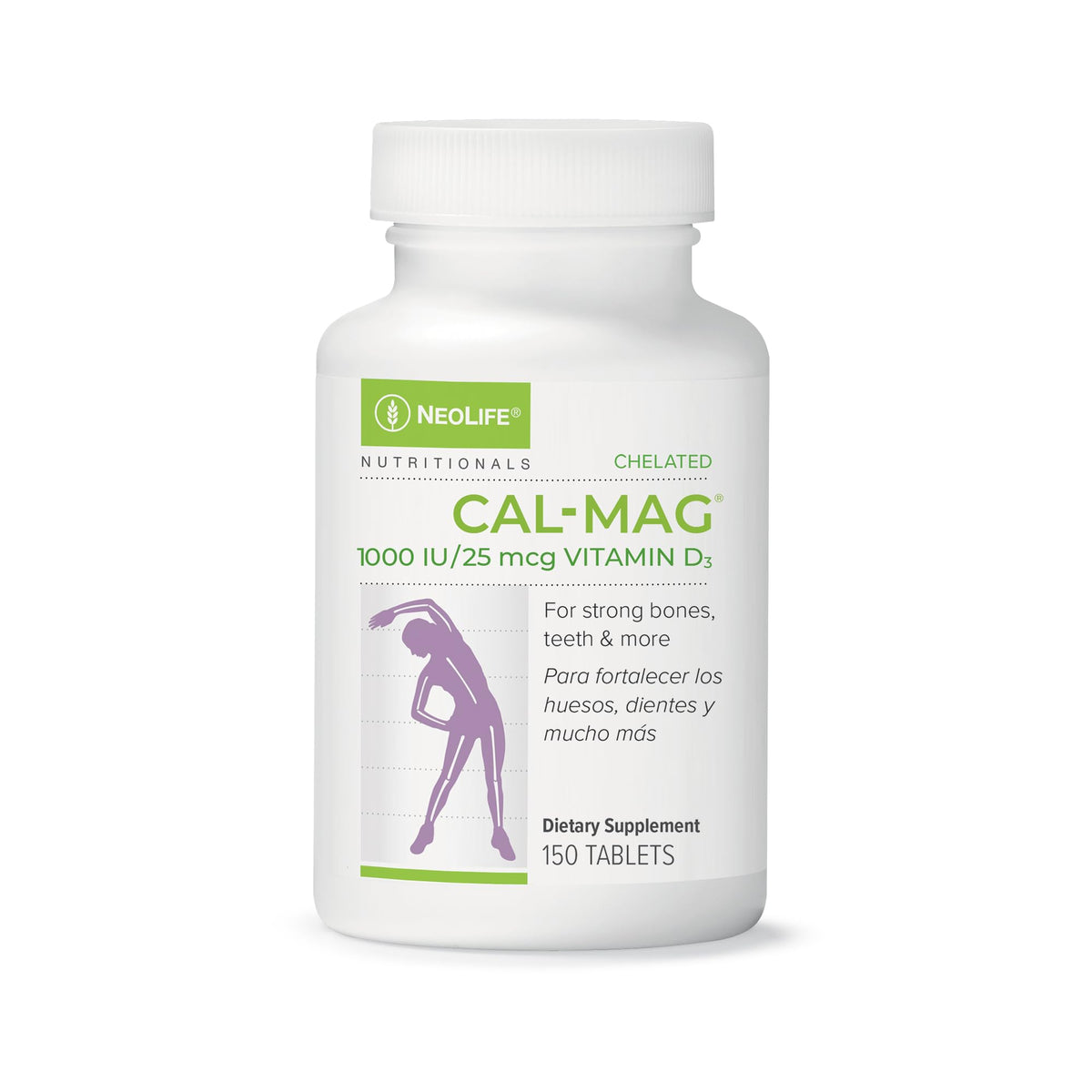 NeoLife Cal-Mag chelaté emballage: soutien des os et bien-être.