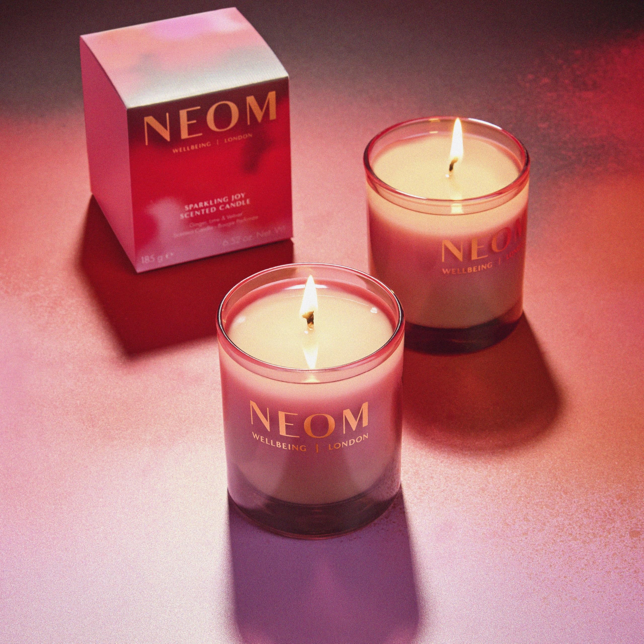 NEOM Bougie Gingembre Lime Vetiver — parfum frais et stimulant pour l’énergie.