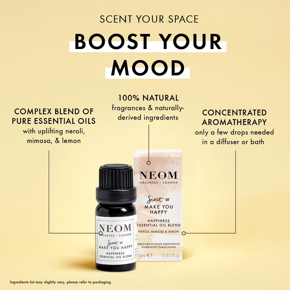 Gouttes du mélange Neom huiles essentielles pour diffusion.