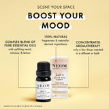 Gouttes du mélange Neom huiles essentielles pour diffusion.