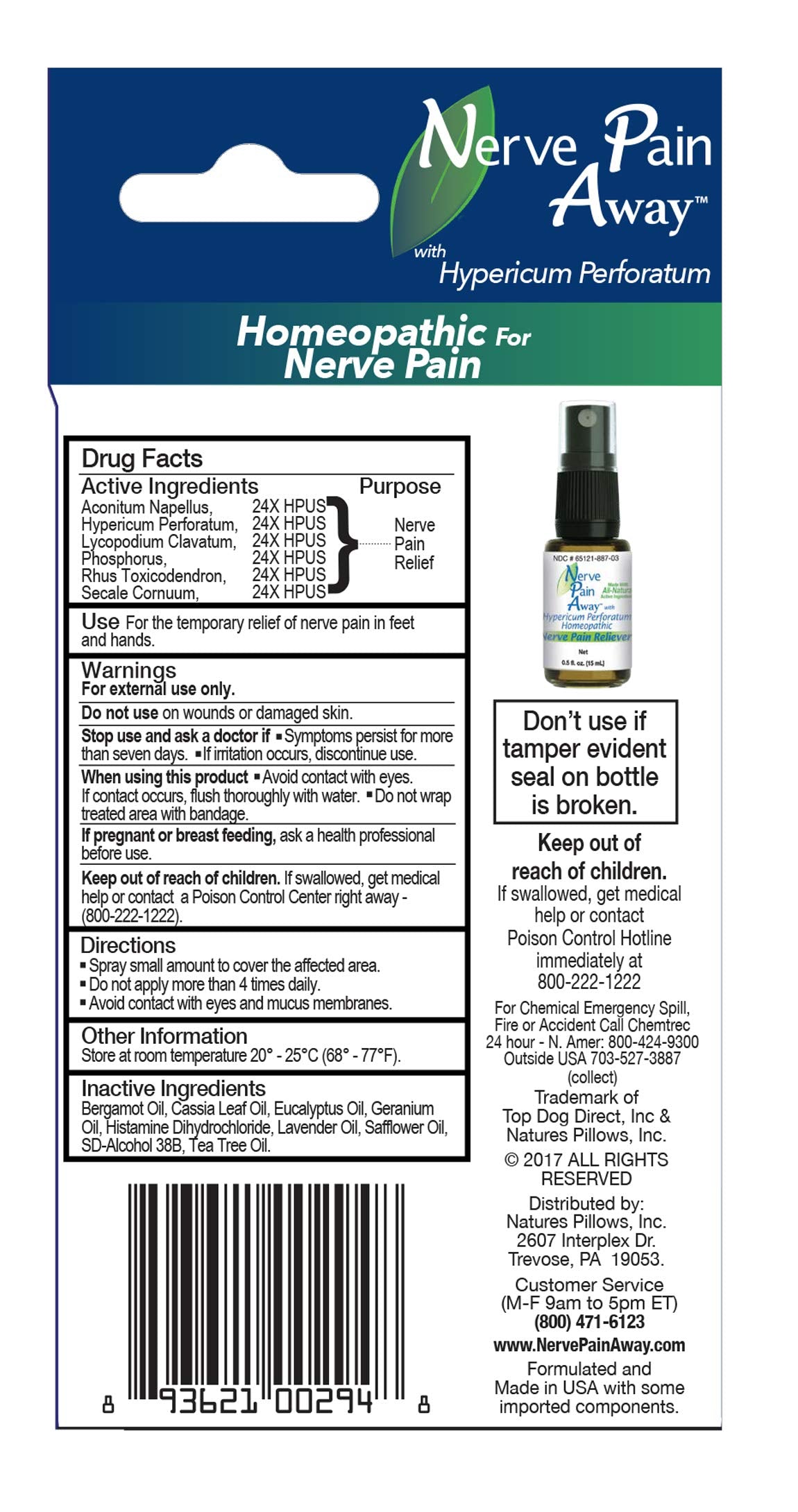 Nerve Pain Away: flacon compact avec instructions claires et sécurité d'emploi.