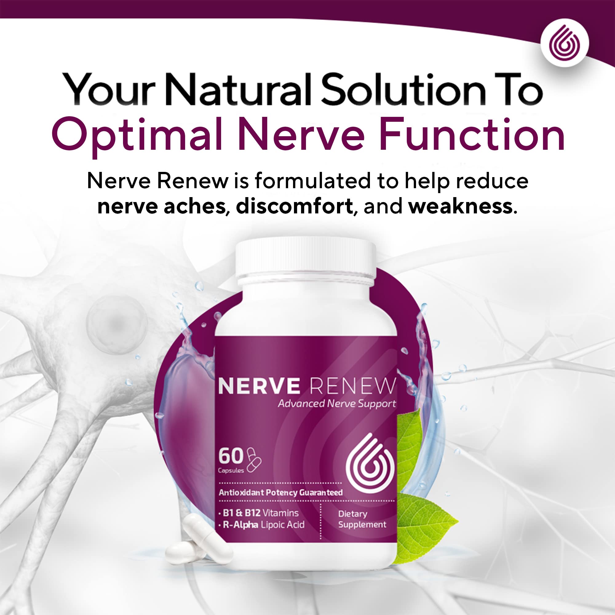 NERVE RENEW vitamines-b1-b6-b12-b2-d pour un soutien potentiel du système nerveux.