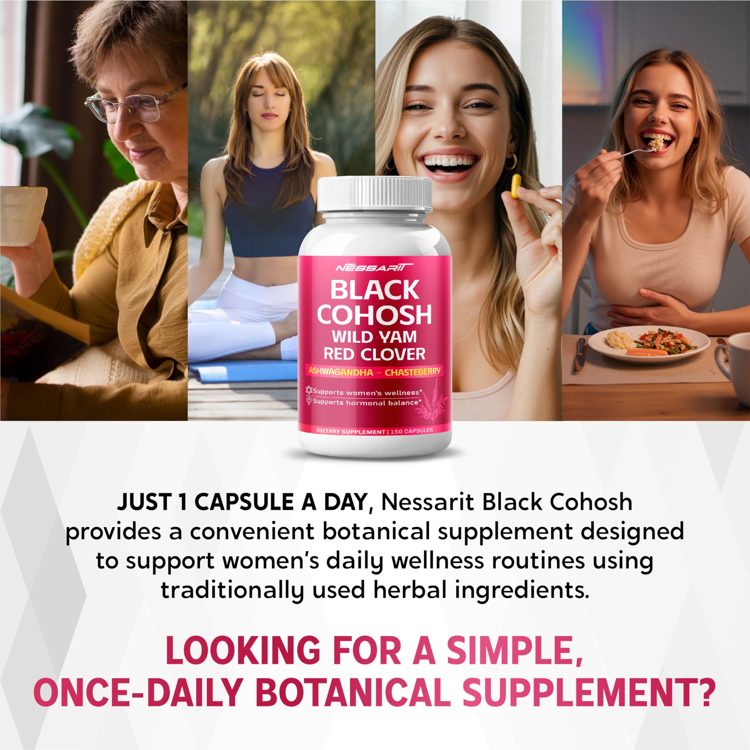NESSARIT cohosh noir capsules compactes — prise unique par jour pour soutien durable.