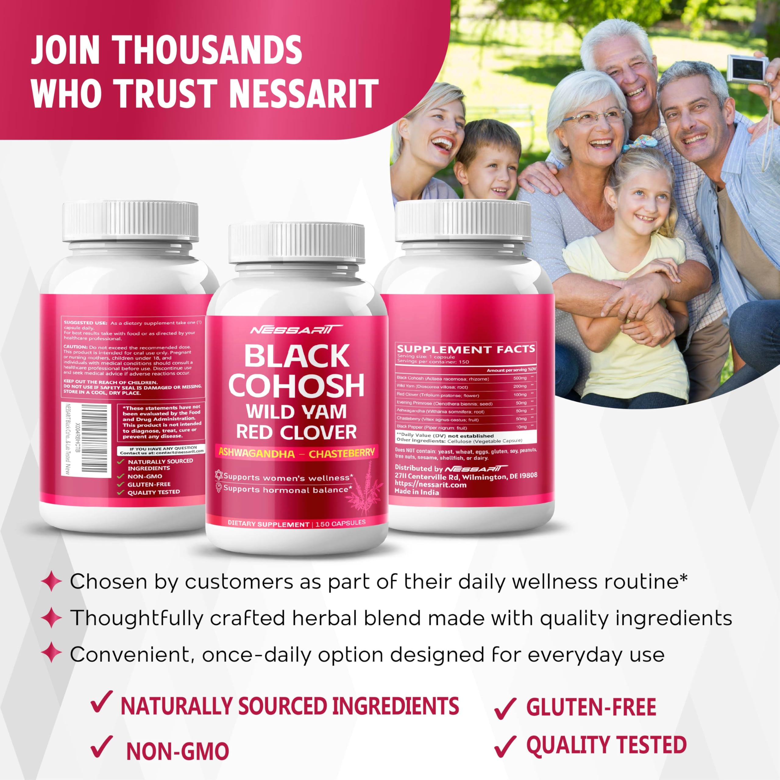 NESSARIT cohosh noir contrôle qualité USA — traçabilité et pureté vérifiées en laboratoire.