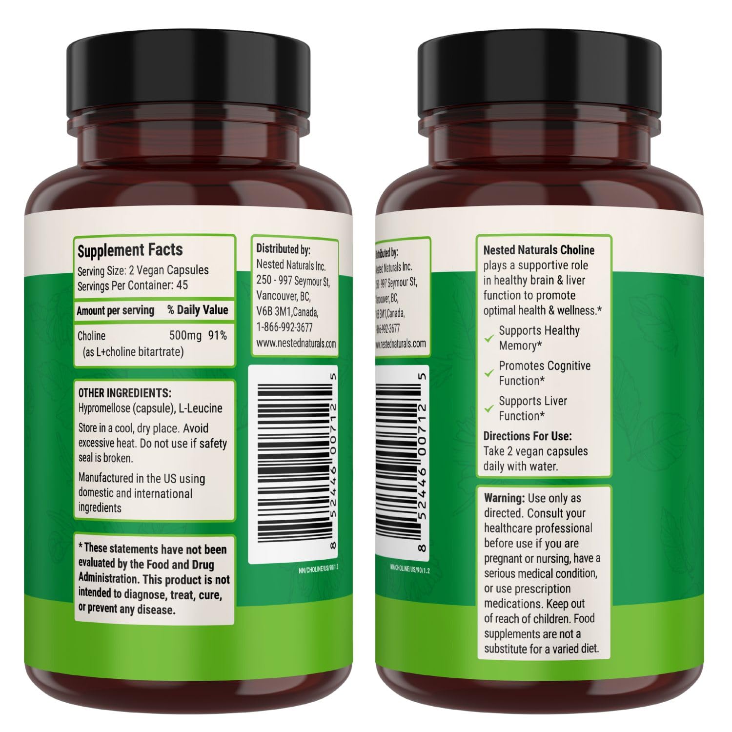 Logo vegan sur l’emballage Nested Naturals, ingrédients d’origine végétale.