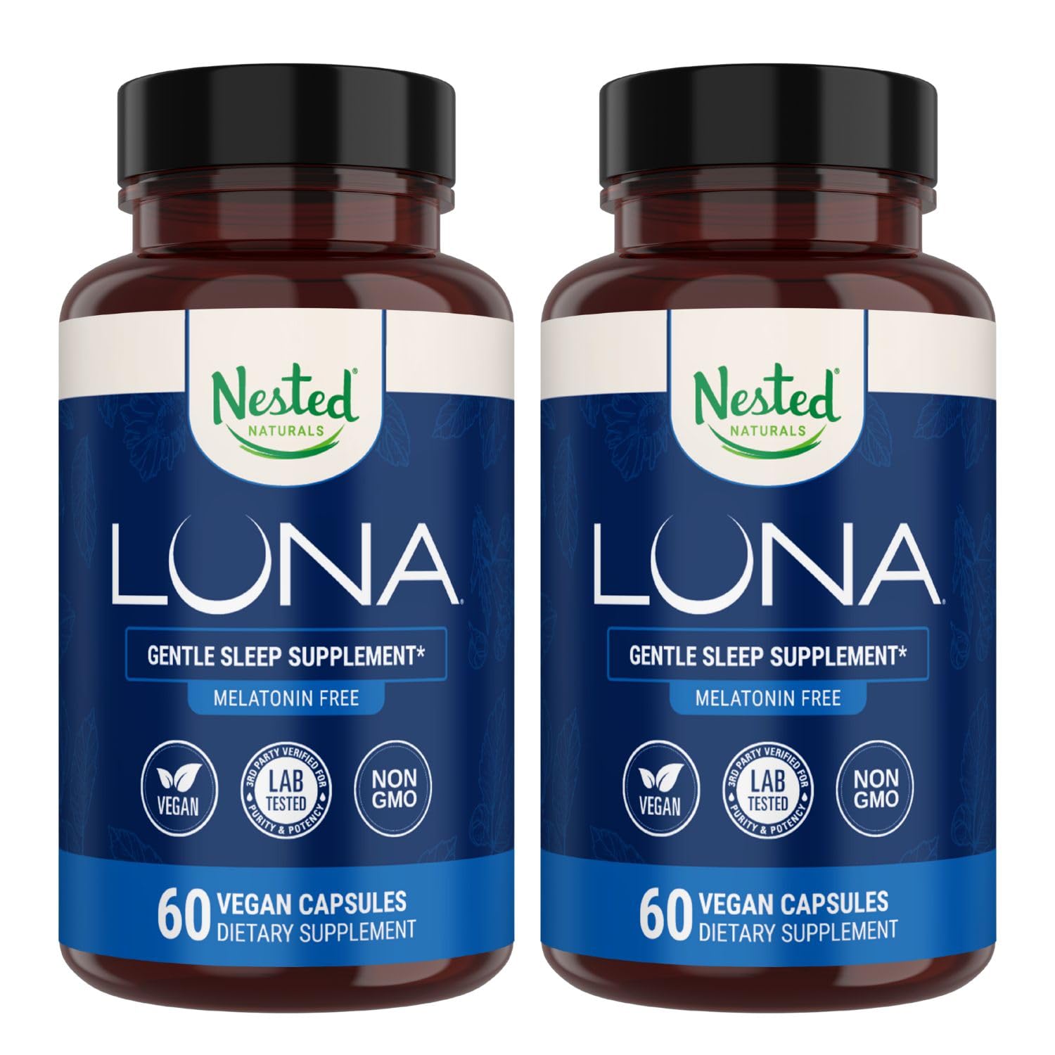 Bouteille Nested Naturals Luna sans mélatonine, prête pour la routine nocturne.