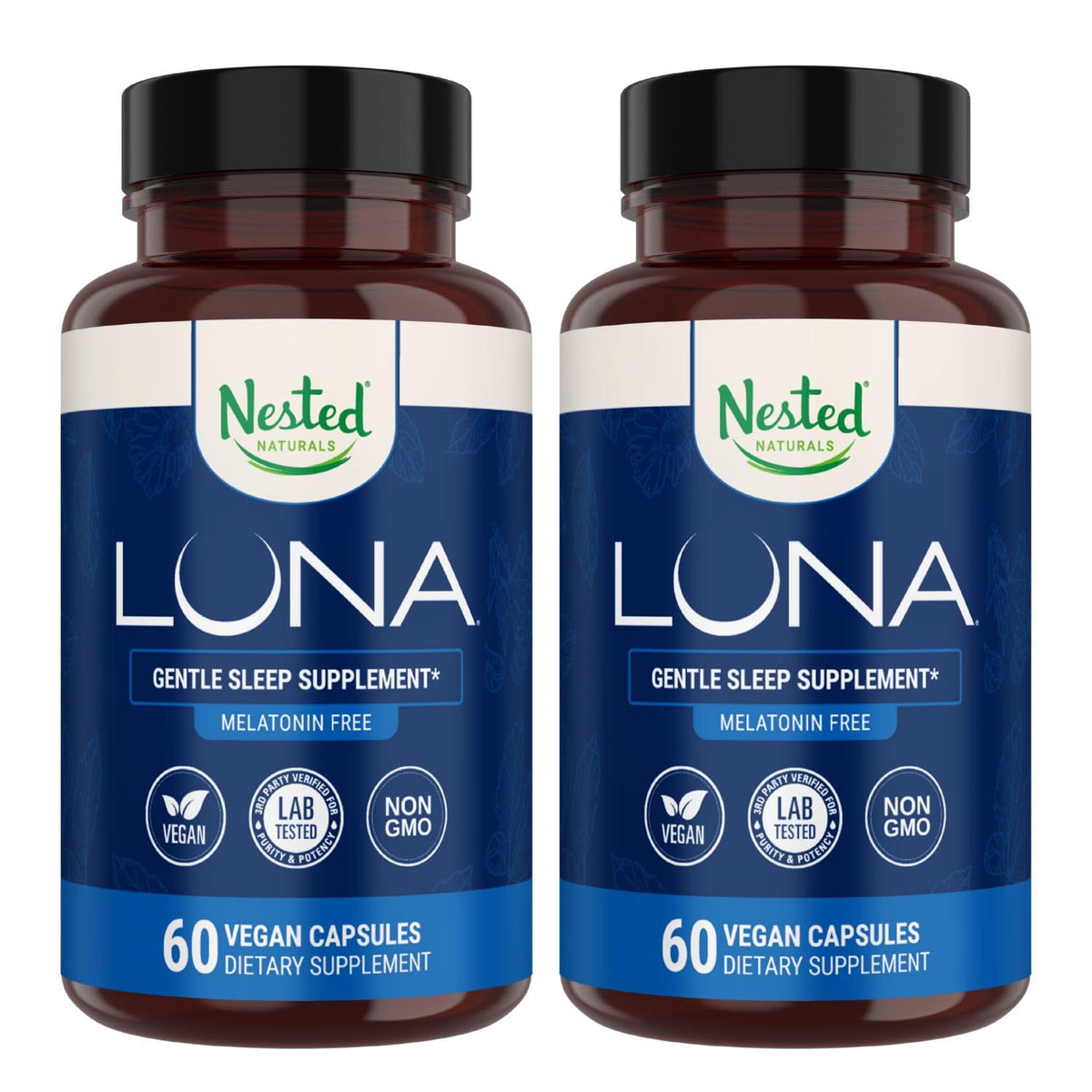 Bouteille Nested Naturals Luna sans mélatonine, prête pour la routine nocturne.