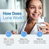 Capsules Luna Sommeil, prises avant le coucher pour favoriser la relaxation.