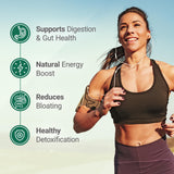 Ingrédients clés de Nested Naturals Super Greens présentés dans l'emballage.