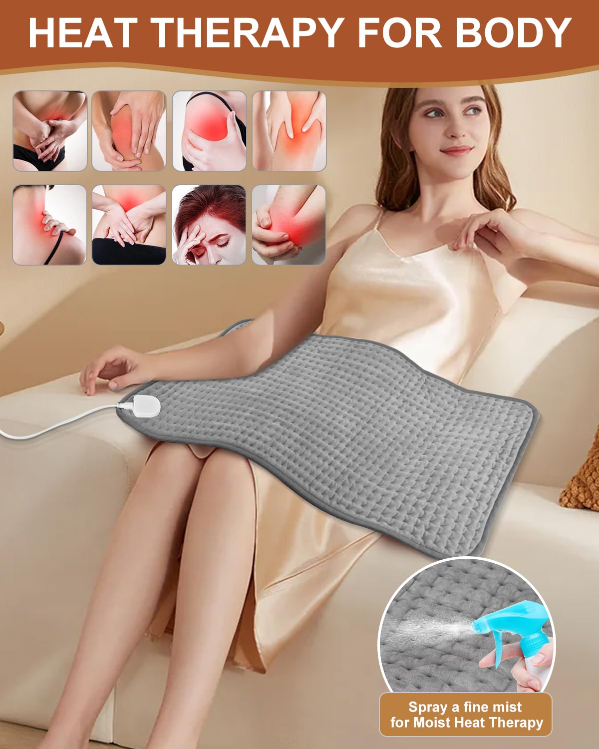 Netraty chauffe-dos – lavable en machine pour l'hygiène.