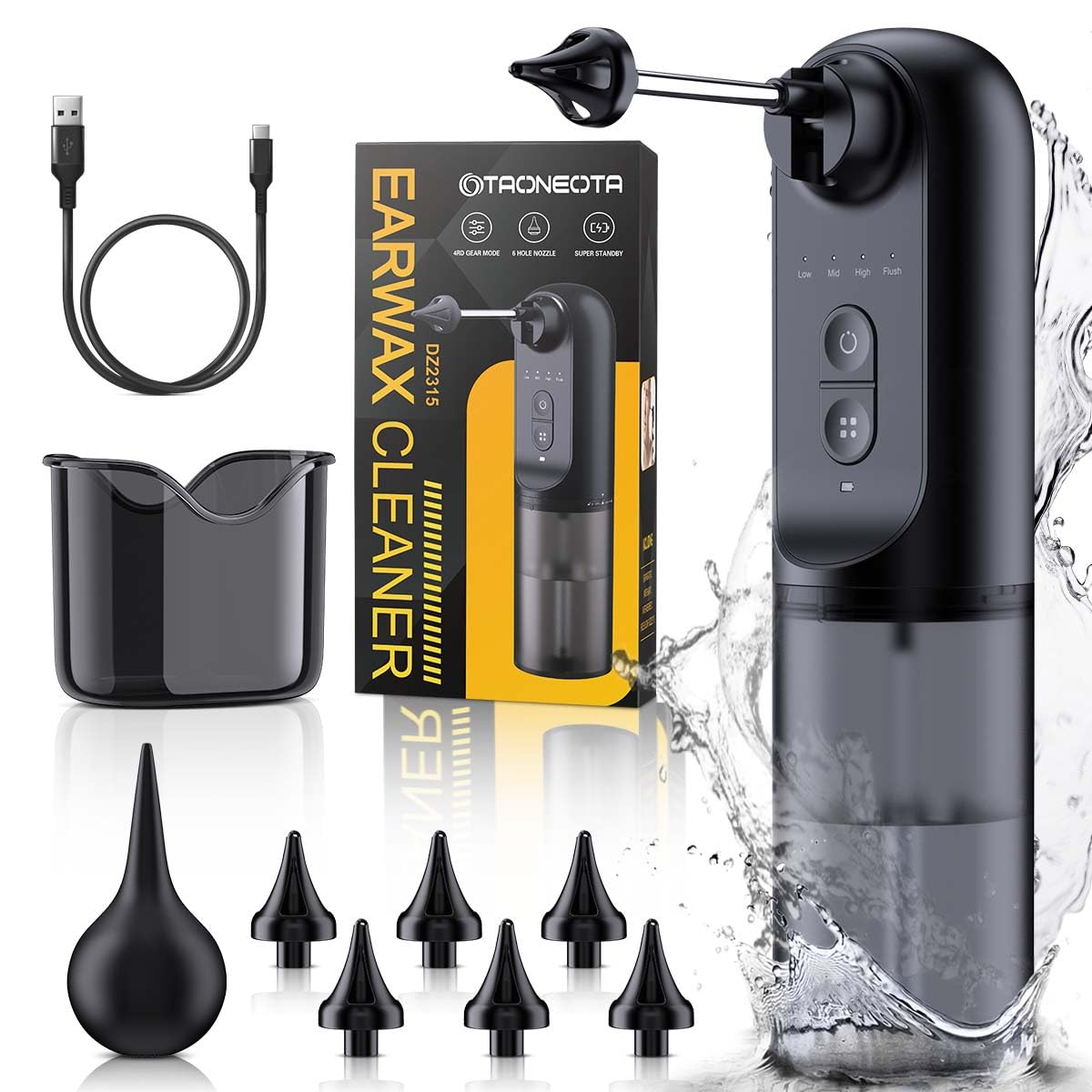 Kit Nettoyage Oreille électrique avec quatre réglages pour adultes et enfants, nettoyage précis.