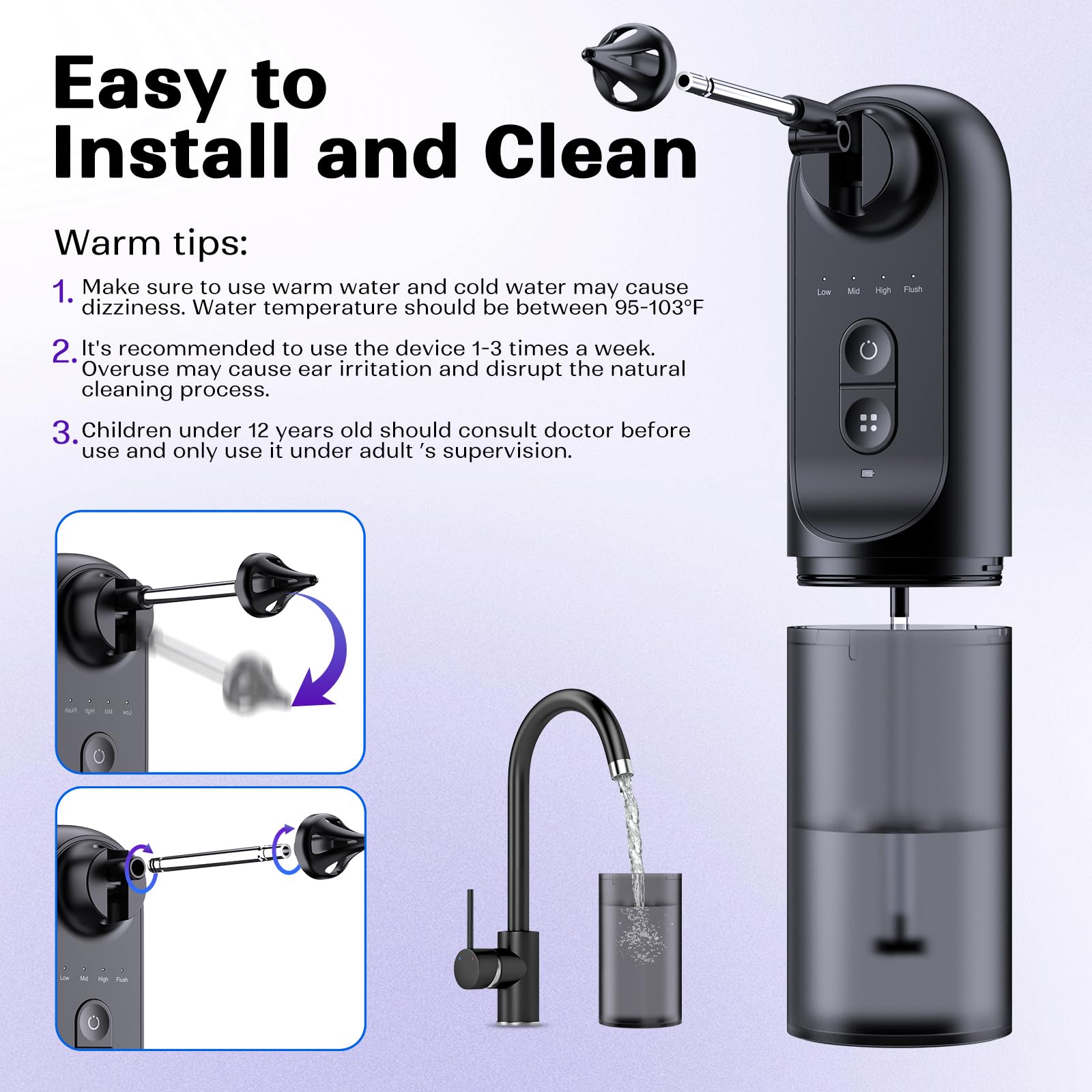 Kit Nettoyage Oreille rechargeable par USB pour une utilisation pratique.