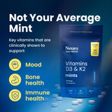 Neuro D3K2 pastilles menthe rafraîchissantes favorisent une énergie mentale légère.