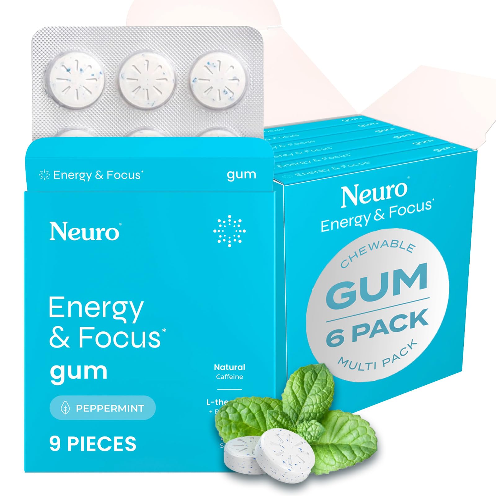 Gommes Neuro énergie et concentration – emballage moderne pour énergie rapide et focus