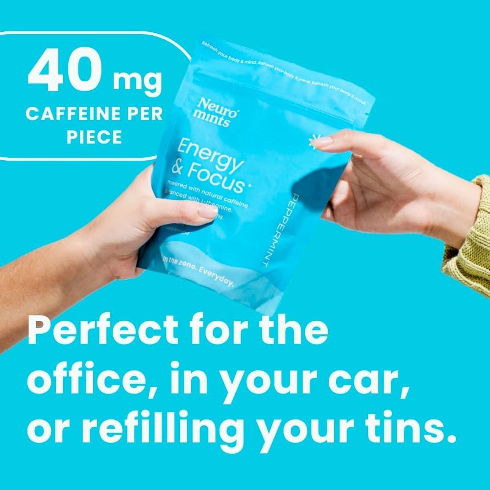 Boîte portable Neuro Energy & Focus, format pratique pour déplacements quotidiens.