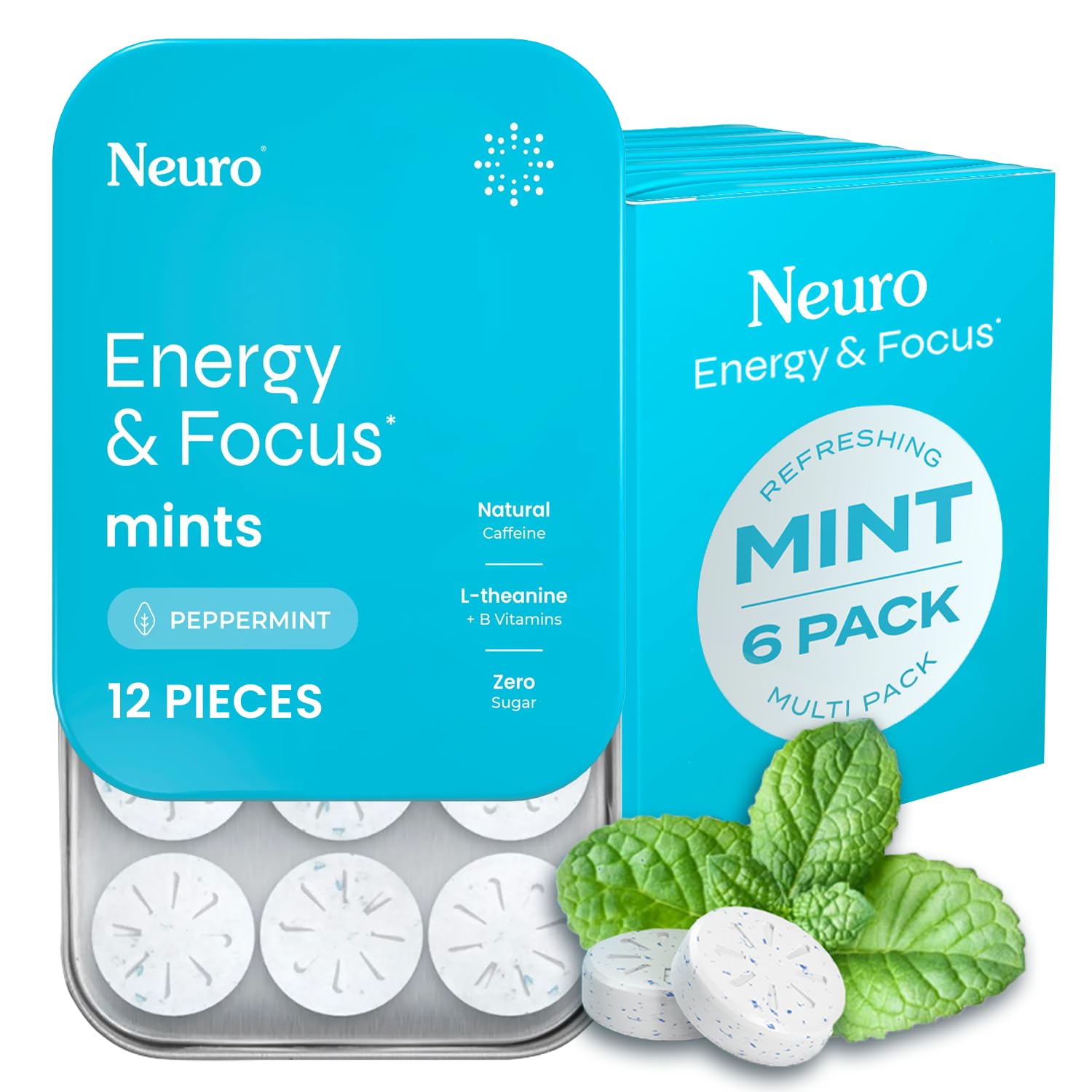 Pastilles Neuro énergie menthe, sans sucre, énergie rapide et concentration