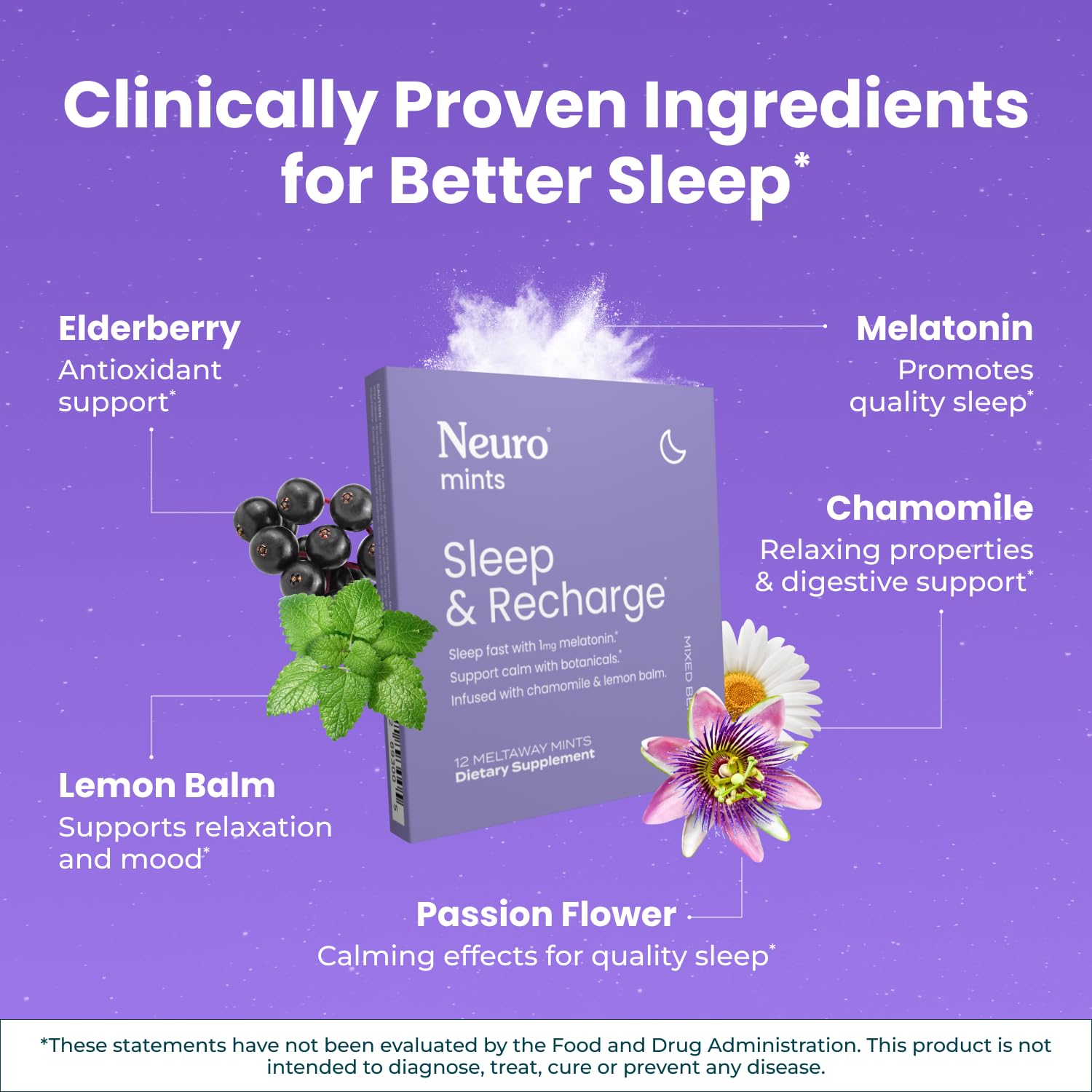 Neuro Sommeil Recharge Meltaway – bouchée fondante et dissolution rapide sans eau.