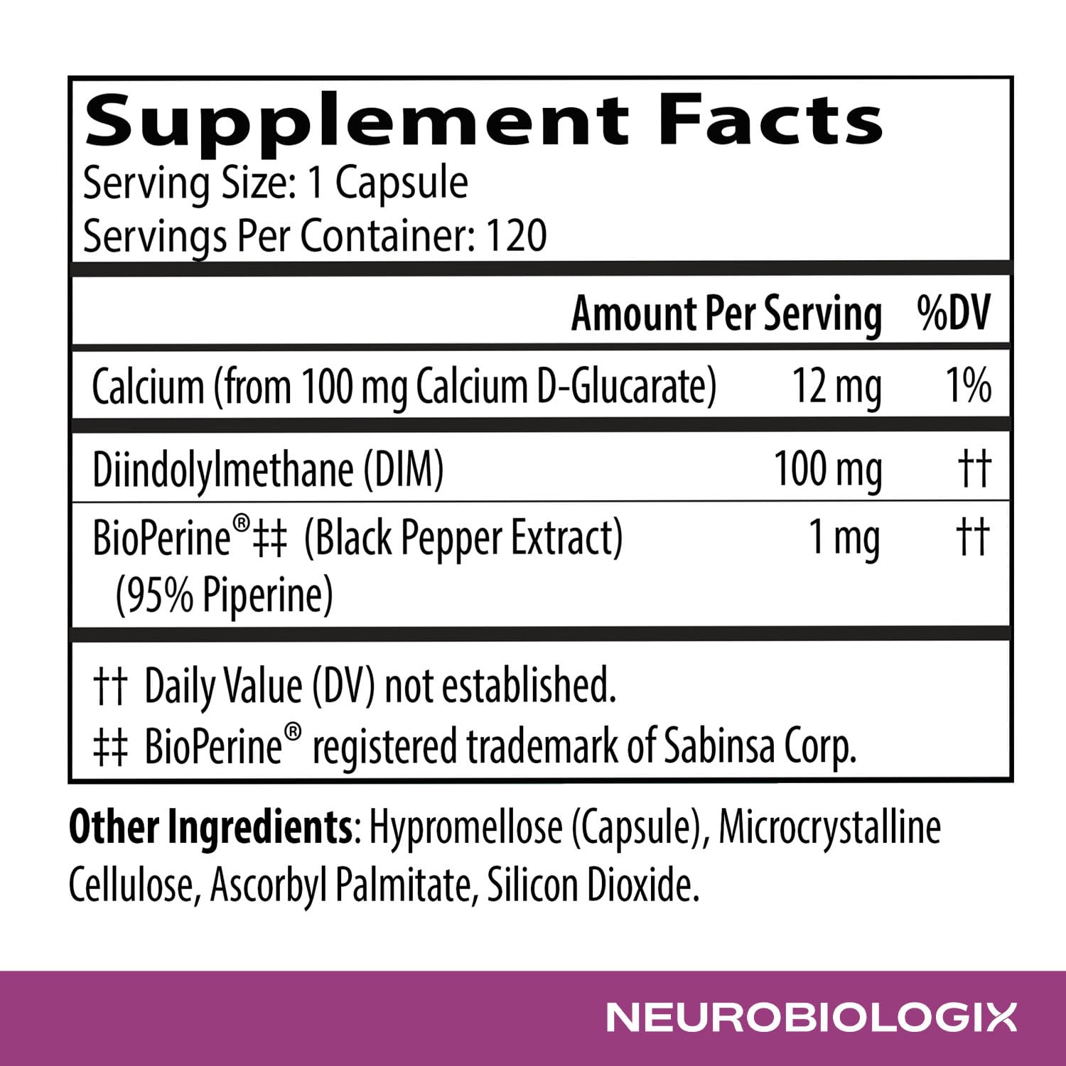 Capsules DIM Pro avec Bioperine, absorption potentiellement améliorée.