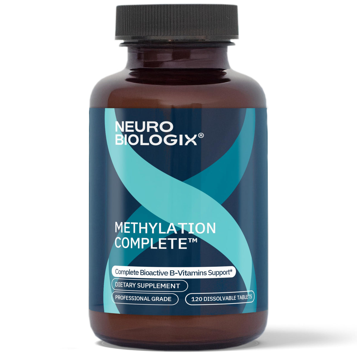 Neurobiologix Methylation Complete: flacon pratique pour énergie quotidienne et facilité d'utilisation.