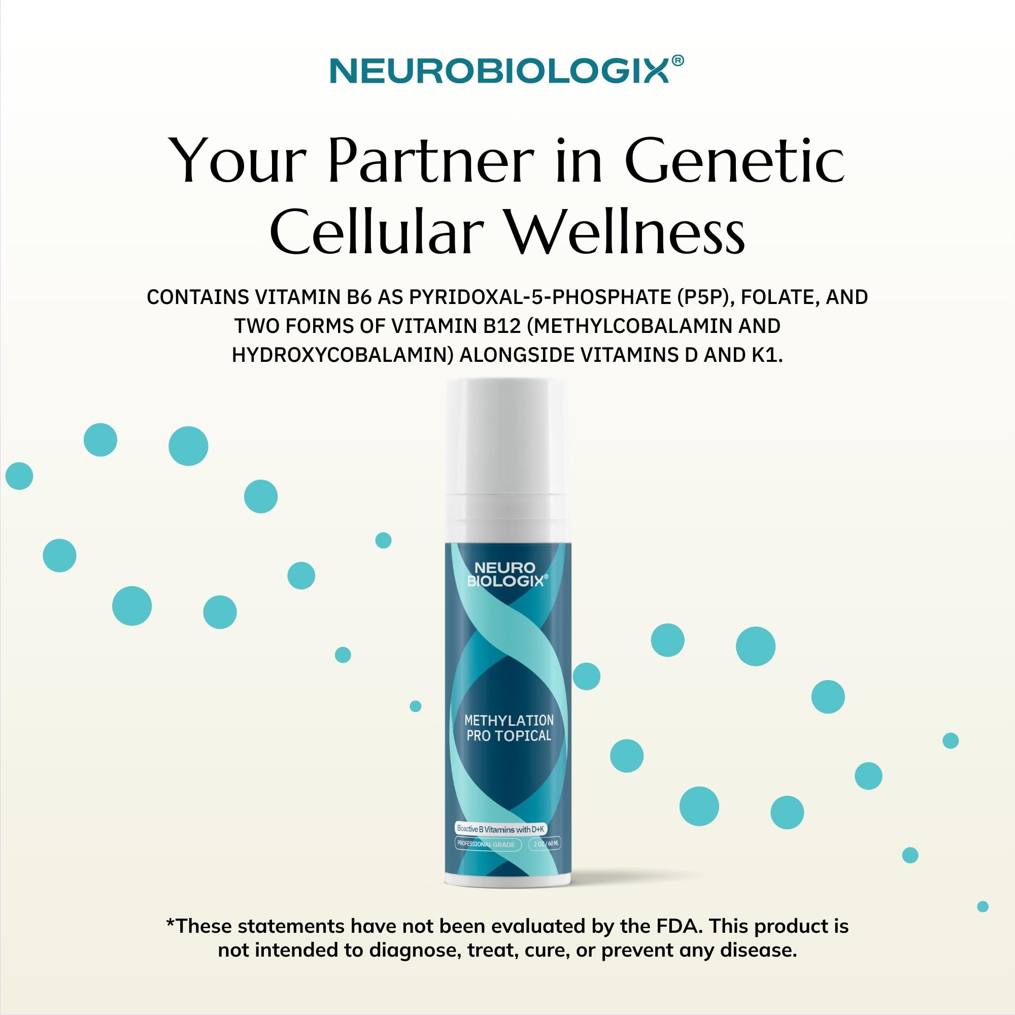 Neurobiologix Methylation Pro Topical, sans gluten et lactose pour une utilisation confortable.