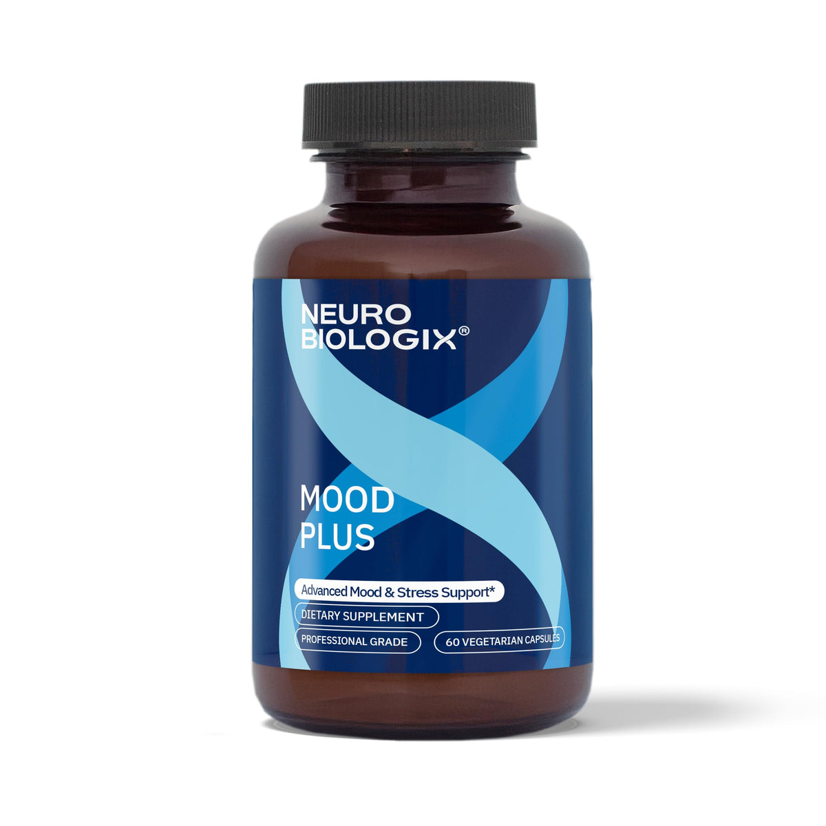 Neurobiologix Mood Plus: bouteille pratique pour une routine quotidienne sans caféine.