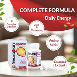 Neurobion Energy – gros-plan capsule, couleur vive et sensation de fraîcheur.