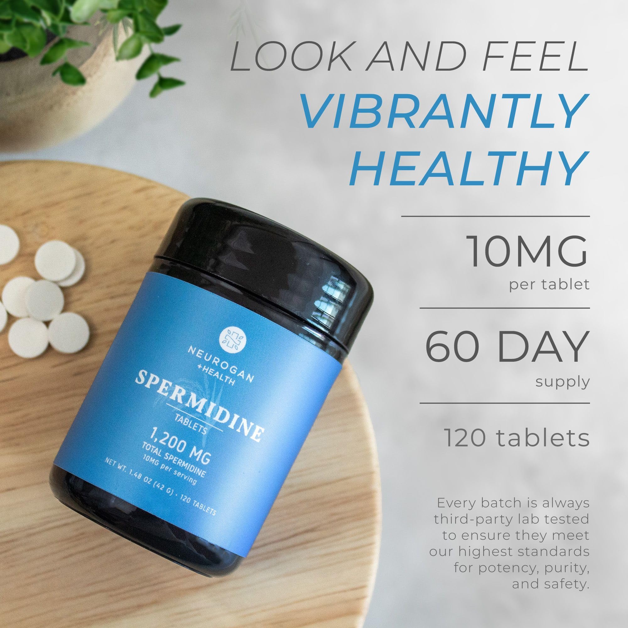 Neurogan Spermidine vérifiée en laboratoire pour une pureté élevée.
