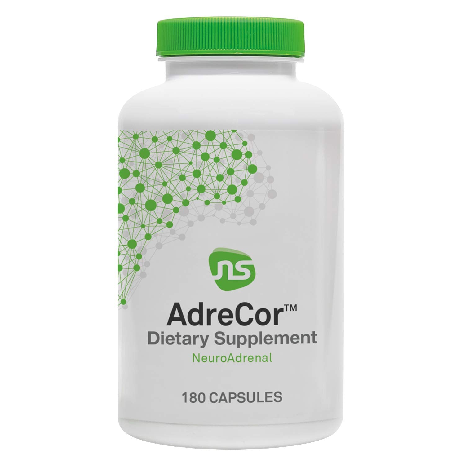 NeuroScience AdreCor – boîte et étiquette montrant le dosage, soutien du stress