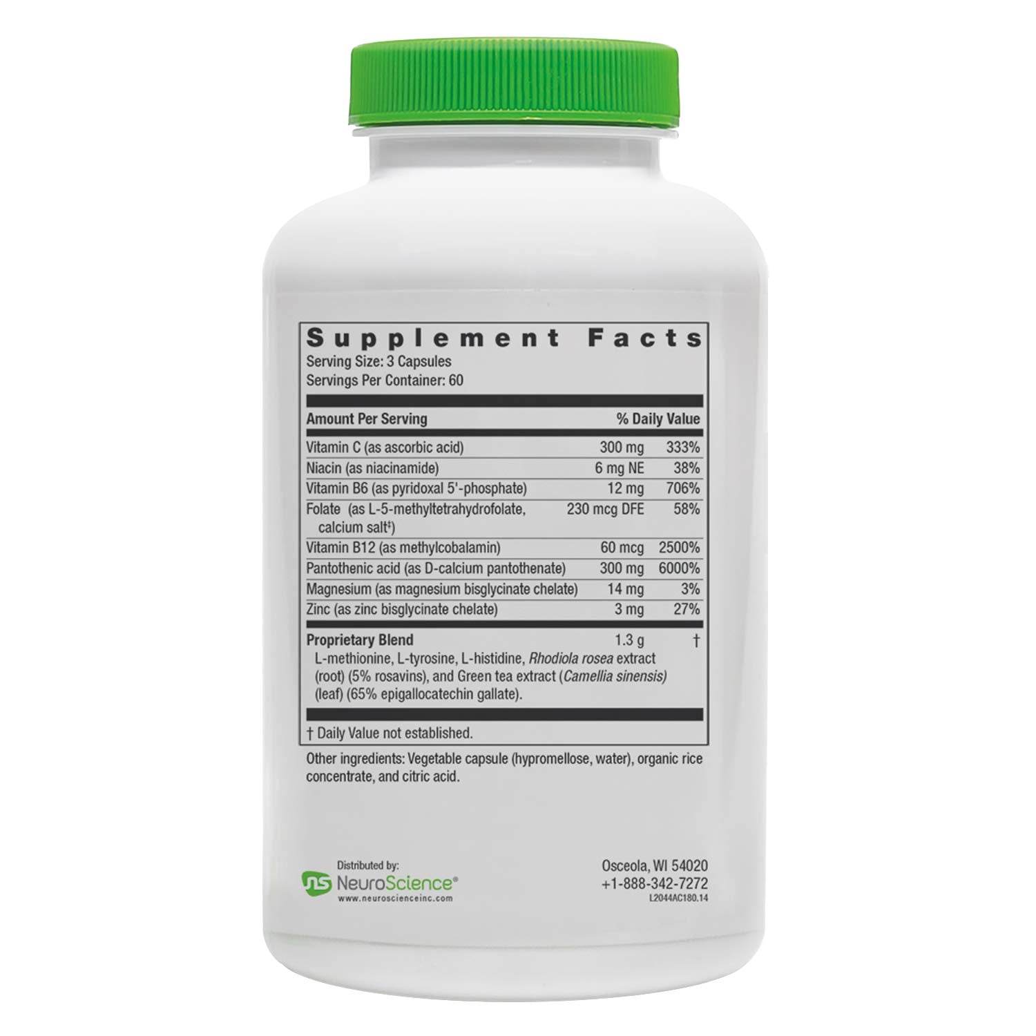 NeuroScience AdreCor – bouteille de capsules, soutien énergétique possible