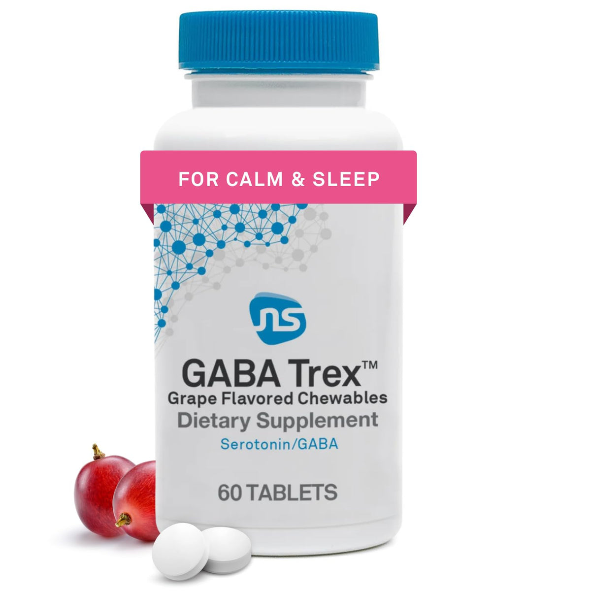 NeuroScience GABA Trex, comprimés à mâcher saveur raisin, soutien relaxation occasionnelle.