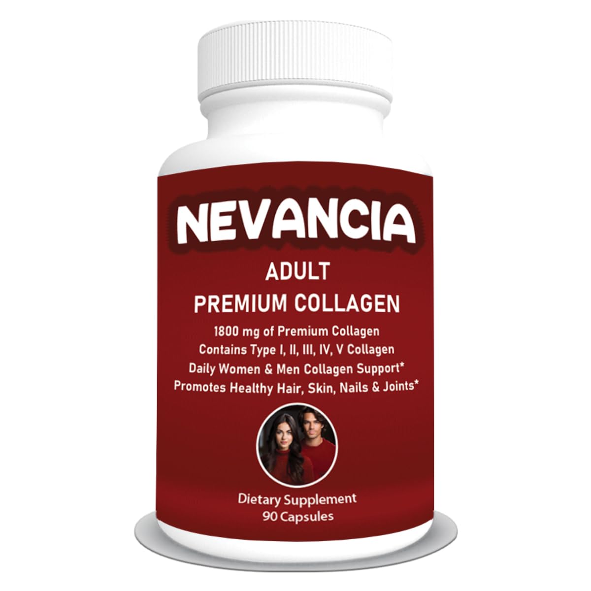 Nevancia Collagène Adulte – bouteille 90 capsules pour le soutien quotidien de la peau.