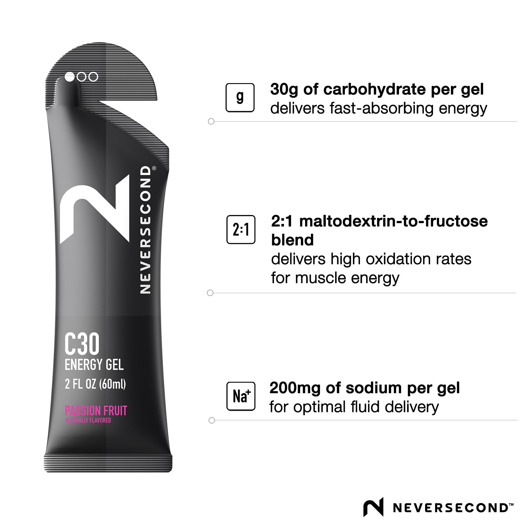 Neversecond C30 avec électrolytes et sodium soutenant l’hydratation pendant l’effort.