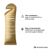 Neversecond Gel Espresso en sachet individuel, facile à transporter pendant l'entraînement.