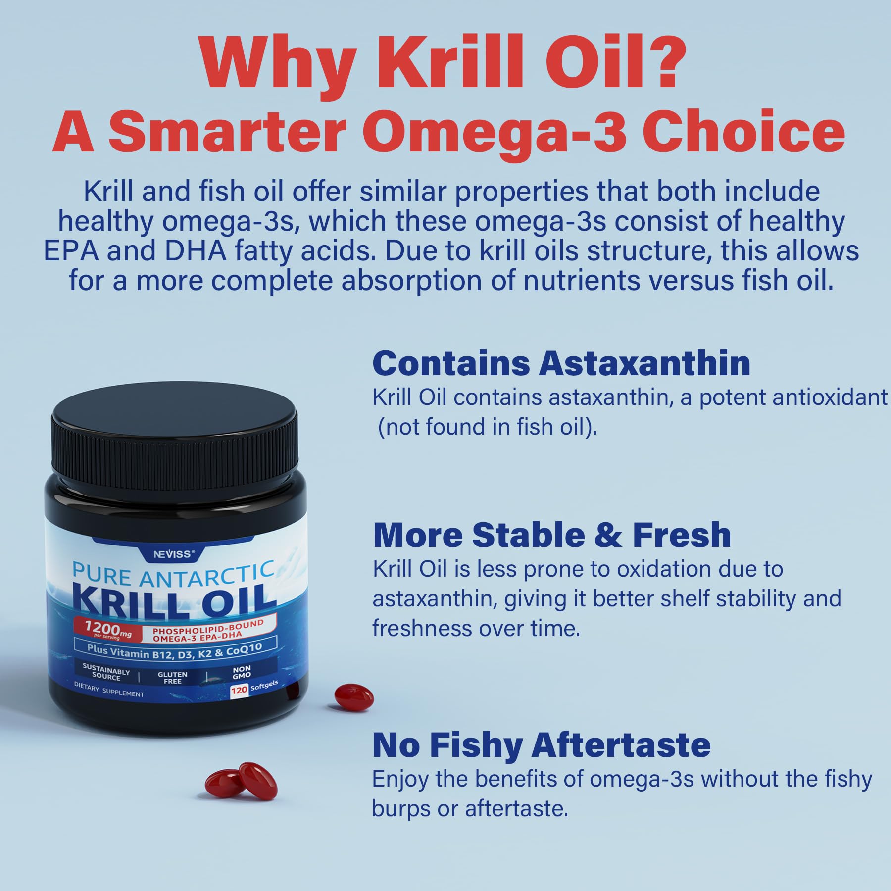 NEVISS complément omega-3 krill, soutien potentiel à la fonction cognitive