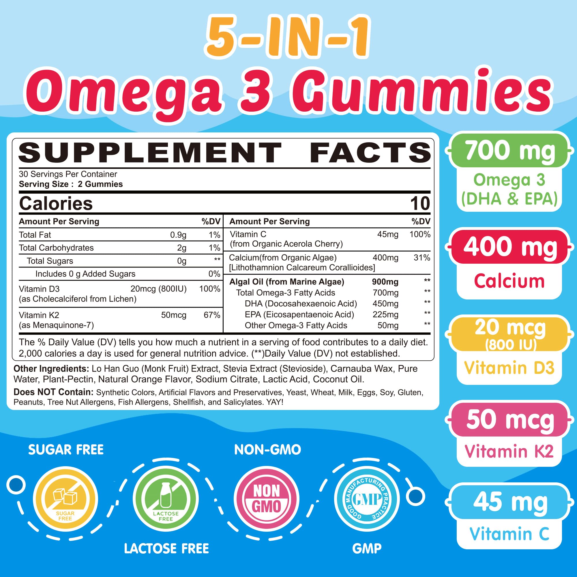 NEVISS Calcium D3 K2 Vitamine C – gummies pour os et immunité.