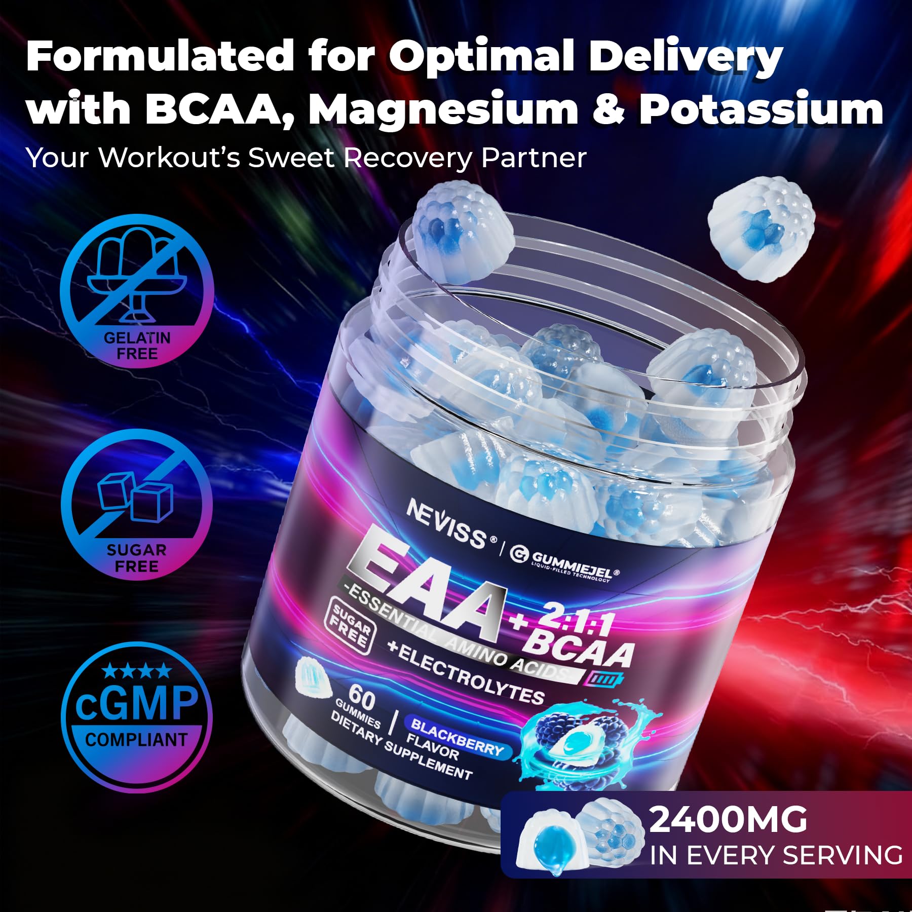 NEVISS EAA Gummies - Hydratation et équilibre électrolytique soutenus