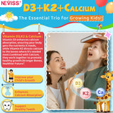 NEVISS Formule D3 K2 avec calcium et magnésium pour croissance osseuse.