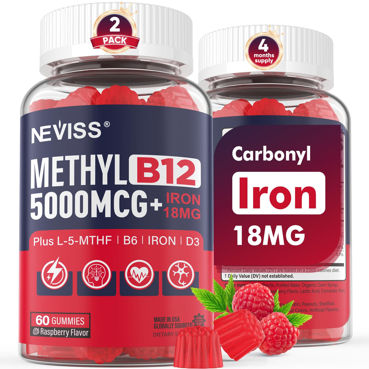 NEVISS gommes B12 emballage clair avec logo pour utilisation quotidienne