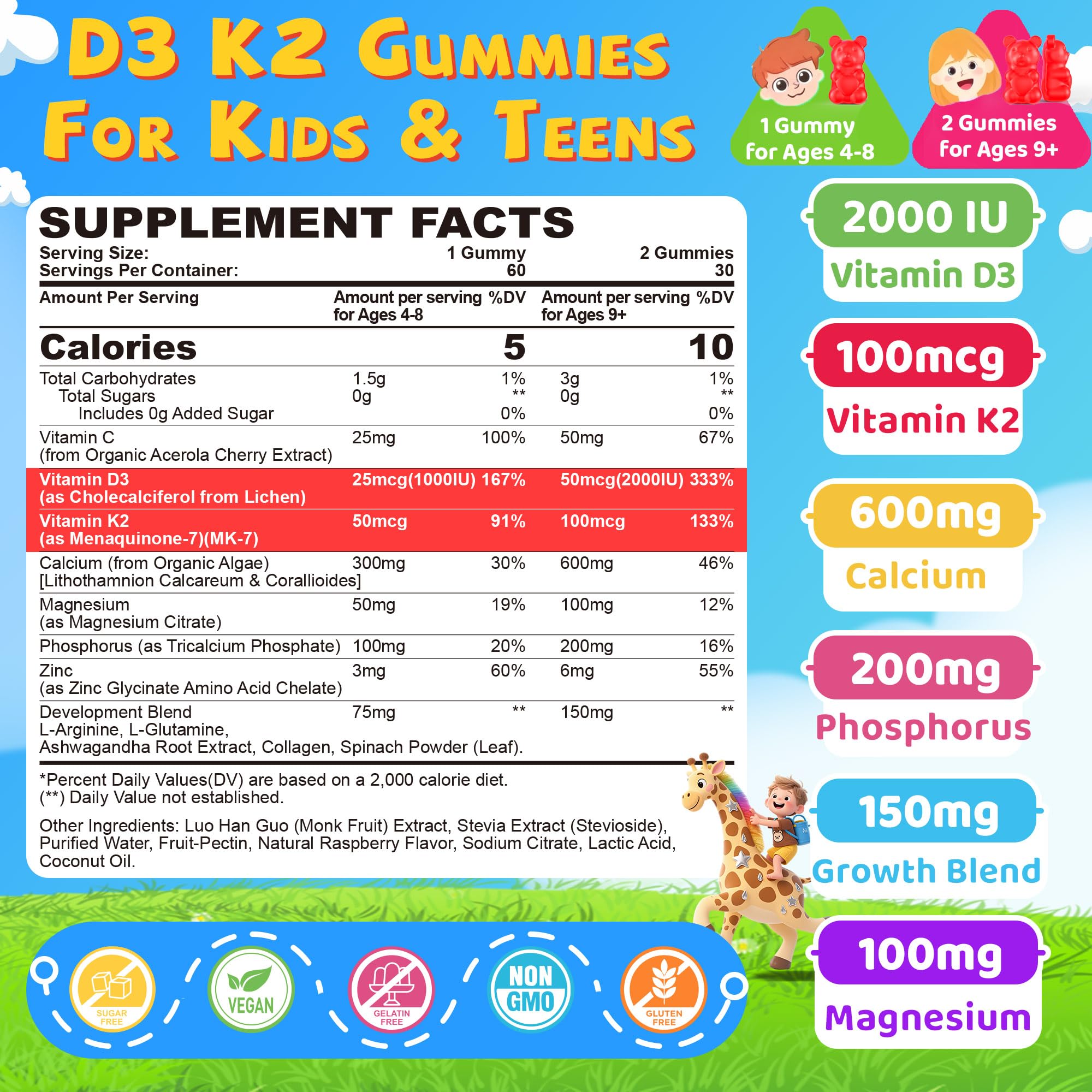 NEVISS Gommes D3 K2 saveur framboise sans sucre pour enfants.