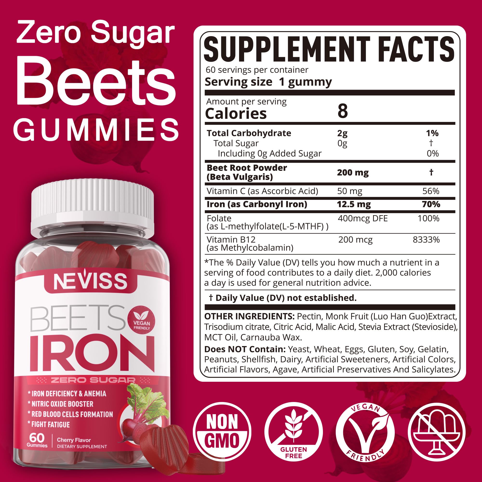 NEVISS gommes goût cerise: saveur agréable pour une prise facile.