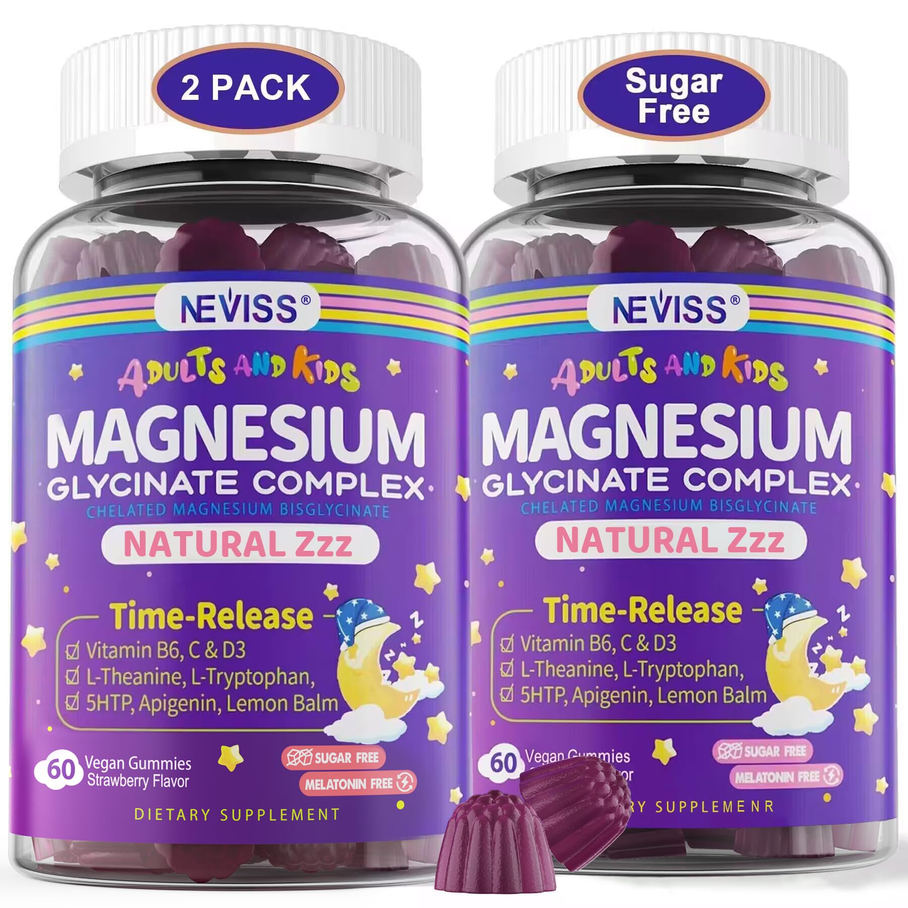 NEVISS gommes magnésium glycinate en boîte, pratique pour le quotidien.