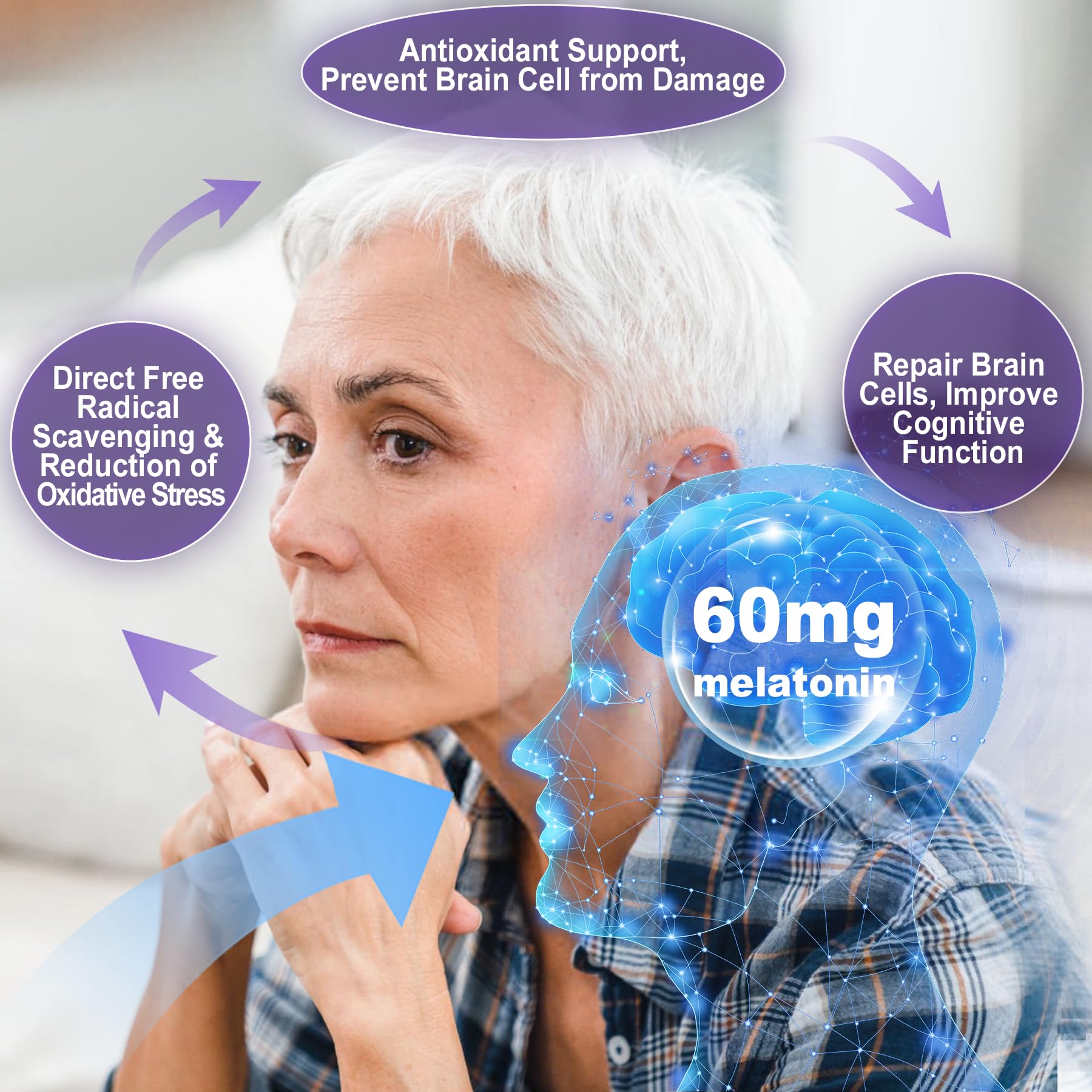 NEVISS gommes mélatonine – étiquette sans OGM, sans gluten et sans sucre.
