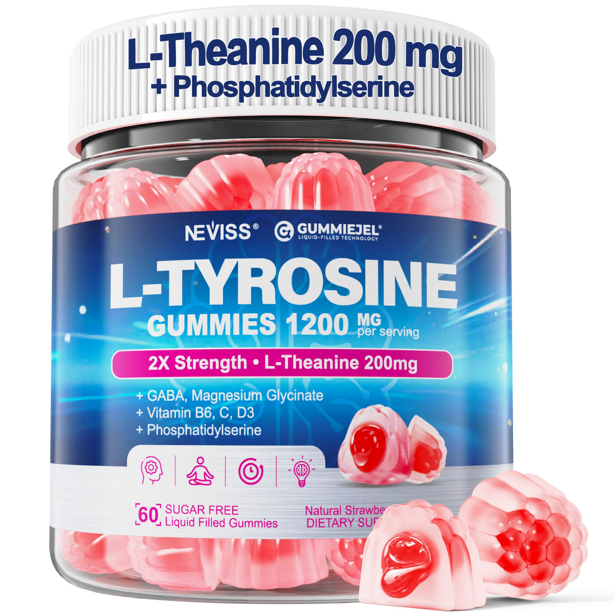NEVISS gommes tyrosine 1200 mg – concentration soutenue et énergie mesurée