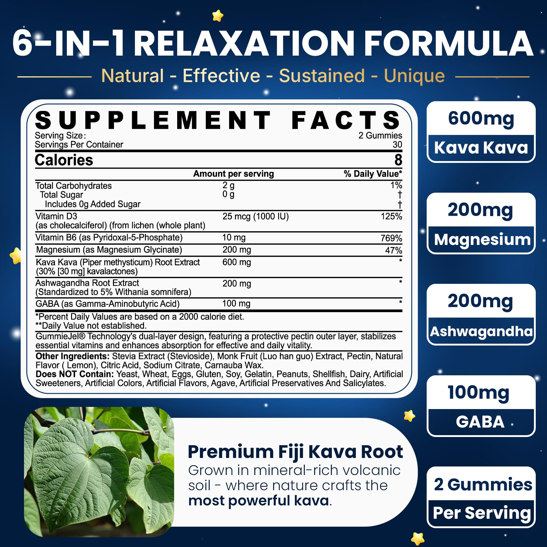 NEVISS Kava Kava Gommes — premier plan sur gommes citron relaxation légère.