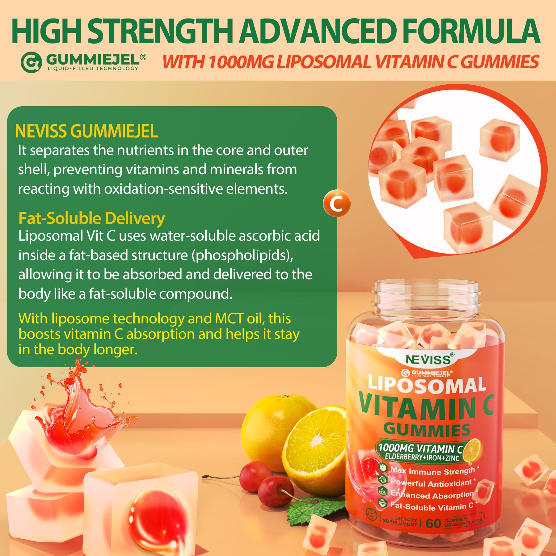 NEVISS vitamine C liposomale 1000mg: deux paquets pour routine durable.