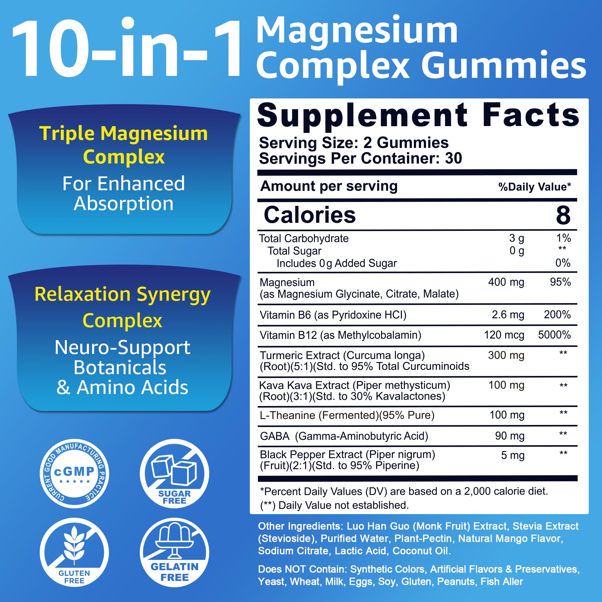 NEVISS Magnésium Complex Gummies bouteille 60 gommes, format pratique pour la journée.
