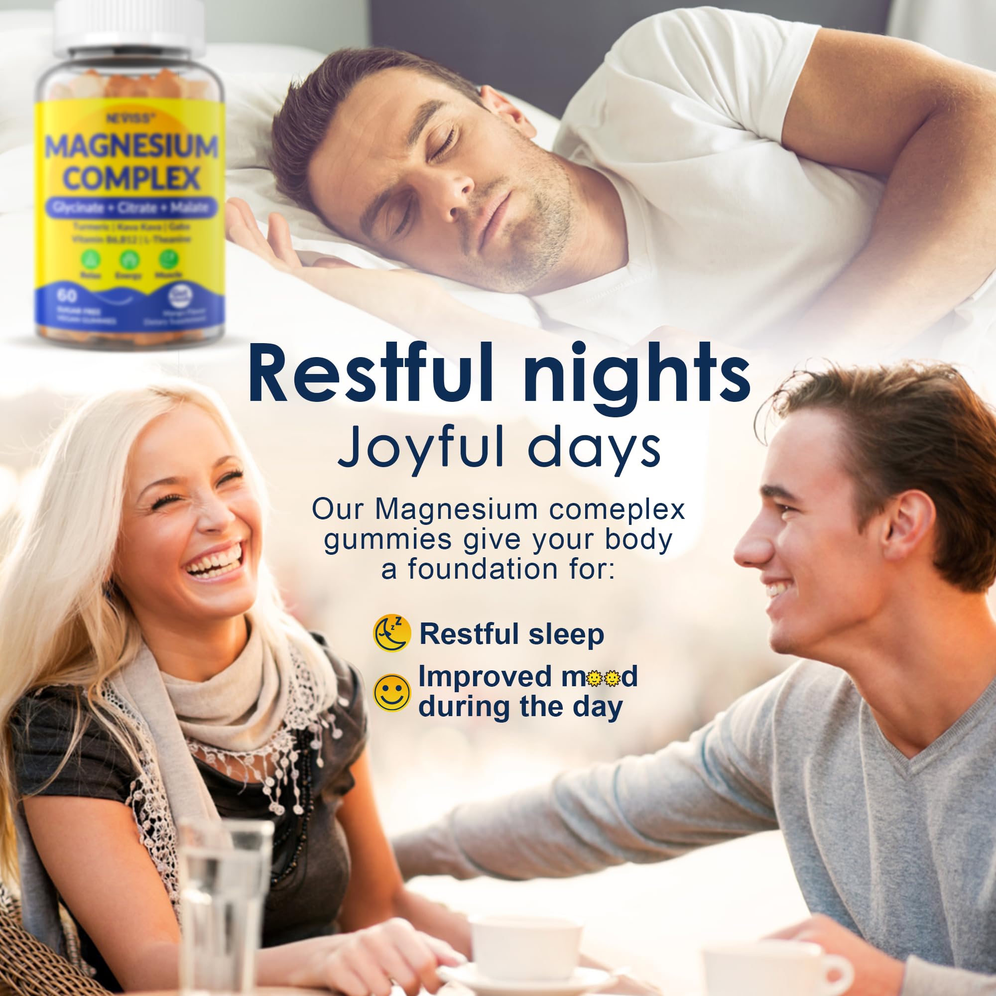 NEVISS Magnésium Complex Gummies ingrédients clés et formulation complète.