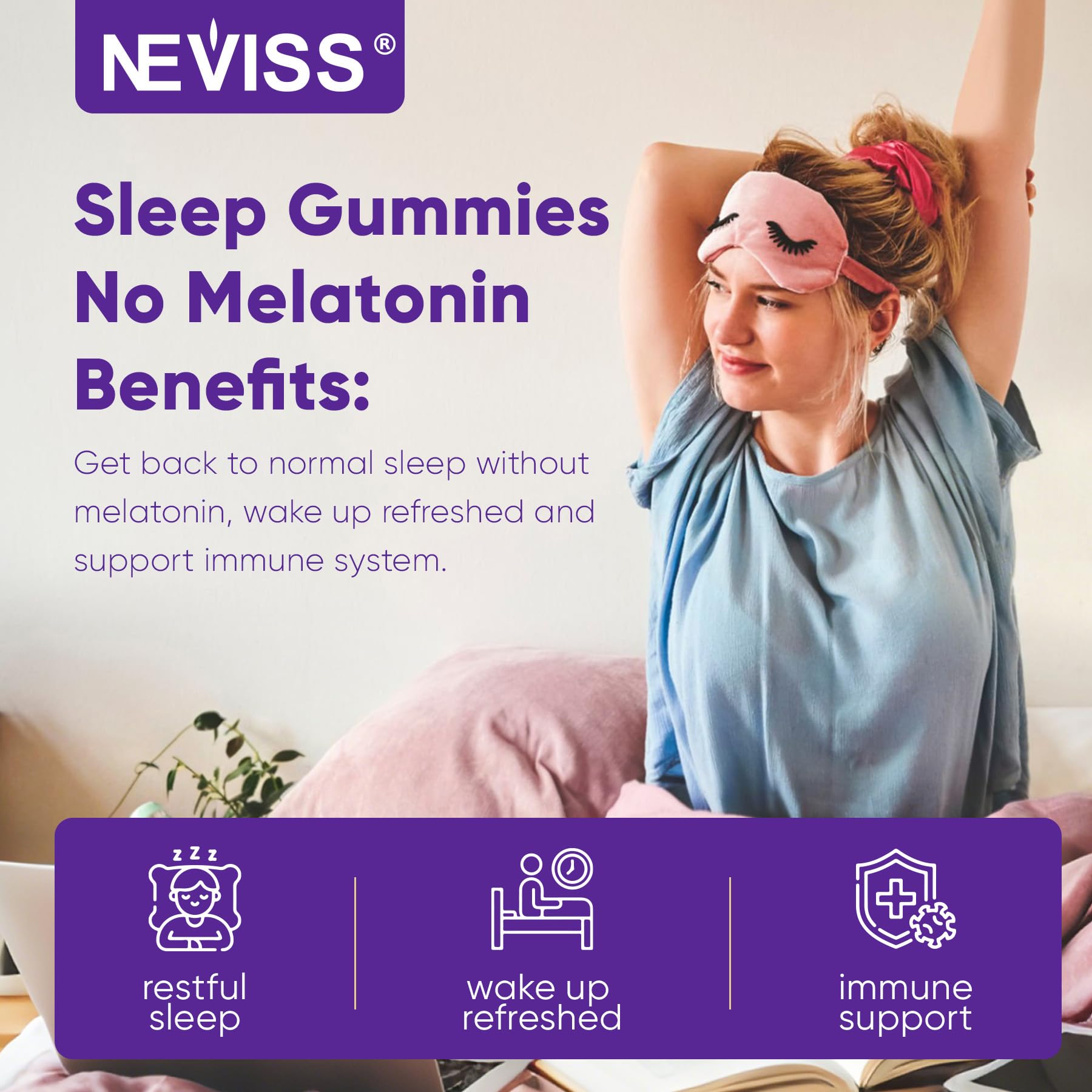 NEVISS Reishi Gummies magnésium et GABA pour le sommeil.