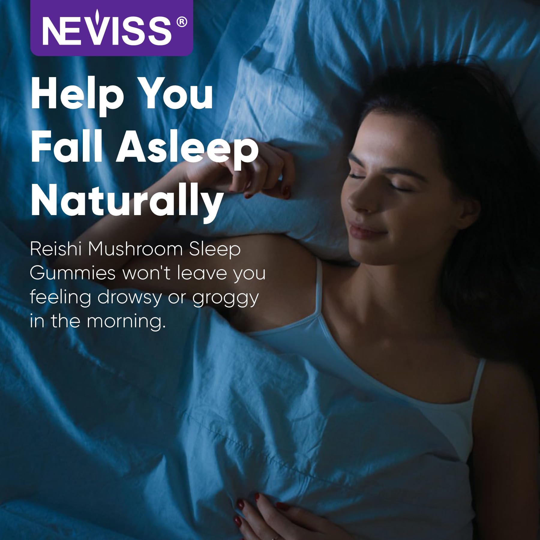 NEVISS Reishi Gummies avec Safran et Camomille pour la relaxation.