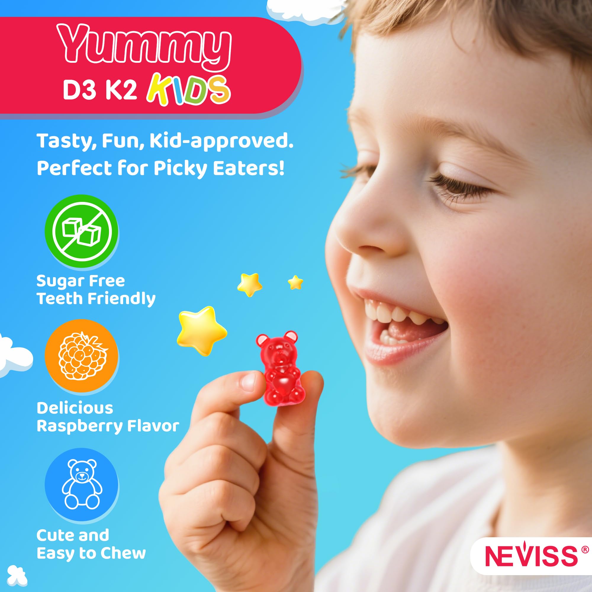 NEVISS Sans gélatine et sans gluten, formulation adaptée.